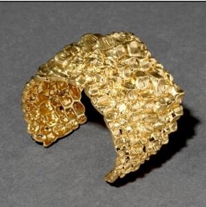 Alexis Bittar Brut Gold Croco Cuff Bracelet